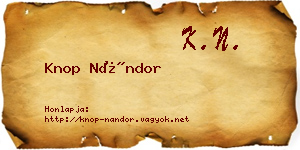 Knop Nándor névjegykártya